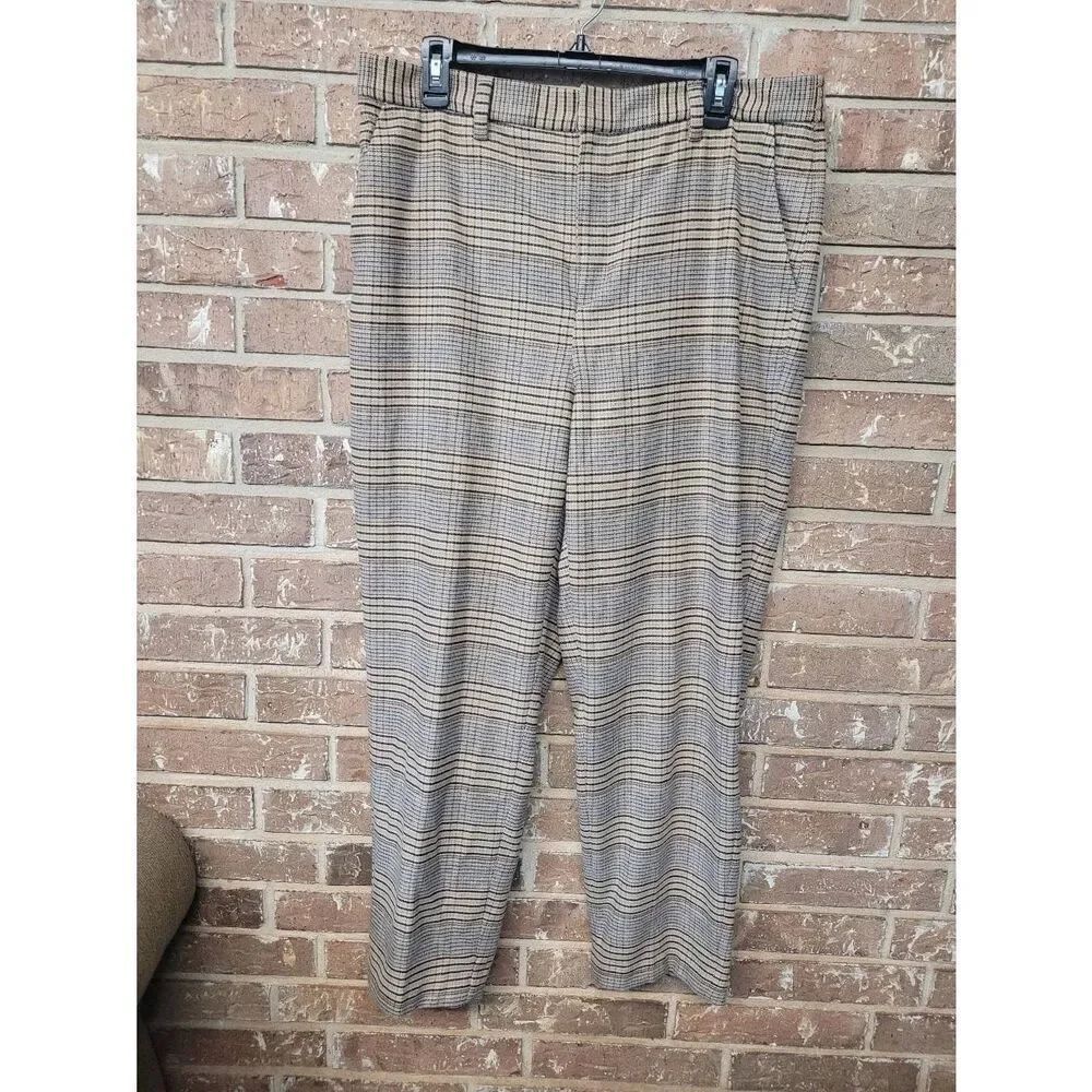 Lands' End High Rise Plaid Pull On Business Casual Pants, Women's 16